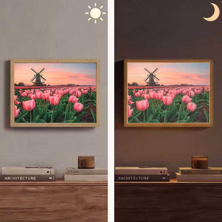 Tulpen - Molen - Nederland Light Box met batterij (Wandlamp) middel -sfeer3