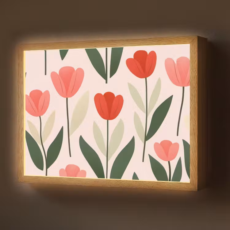 Tulpen - Modern - Roze Light Box met batterij (Wandlamp) middel -z3d_website