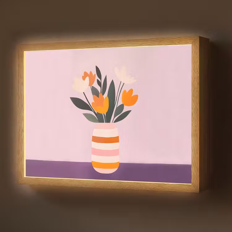 Tulpen - Vaas - Strepen - Paars Light Box met batterij (Wandlamp) middel -z3d_website