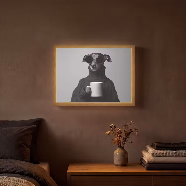 Coltrui - Hond - Bril - Mok Light Box met batterij (Wandlamp) middel -sfeer4
