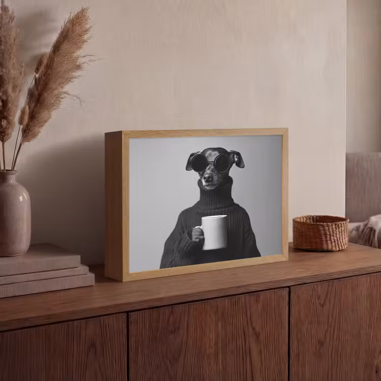 Coltrui - Hond - Bril - Mok Light Box met batterij (Wandlamp) middel -sfeer2