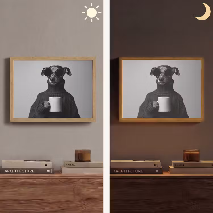 Coltrui - Hond - Bril - Mok Light Box met batterij (Wandlamp) middel -sfeer3