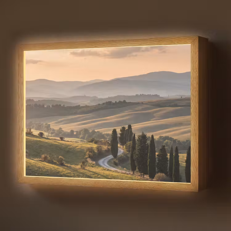 Toscaans - Landschap - Heuvels Light Box met batterij (Wandlamp) middel -z3d_website