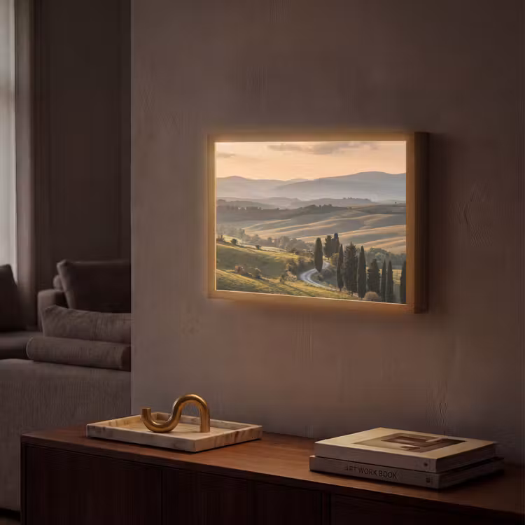 Toscaans - Landschap - Heuvels Light Box met batterij (Wandlamp) middel -sfeer1