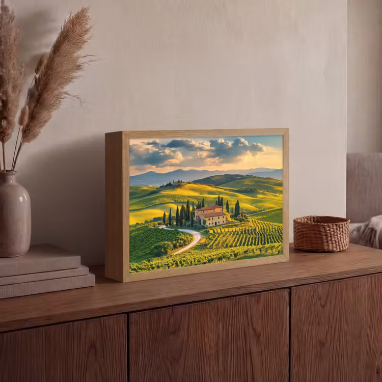 Toscane - Landschap - Wijngaarden Light Box met batterij (Wandlamp) middel -sfeer2