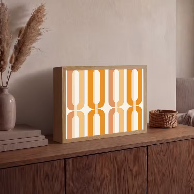 U-vorm - Retro - Oranje Light Box met batterij (Wandlamp) middel 907 -sfeer2