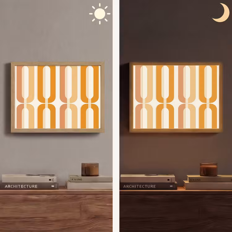 U-vorm - Retro - Oranje Light Box met batterij (Wandlamp) middel 907 -sfeer3
