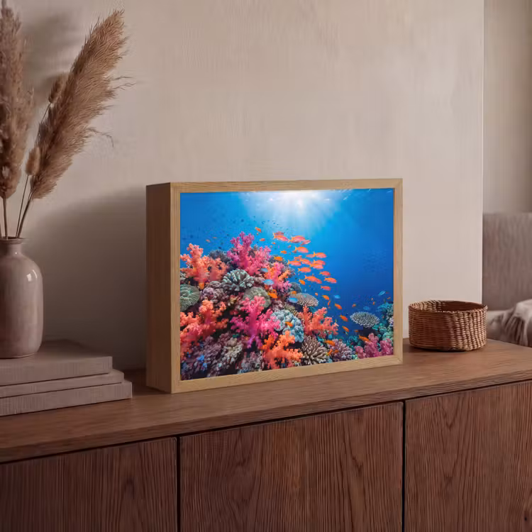 Onderwater - Koraalrif - Vissen - Oceaan - Natuur Light Box met batterij (Wandlamp) middel -sfeer2