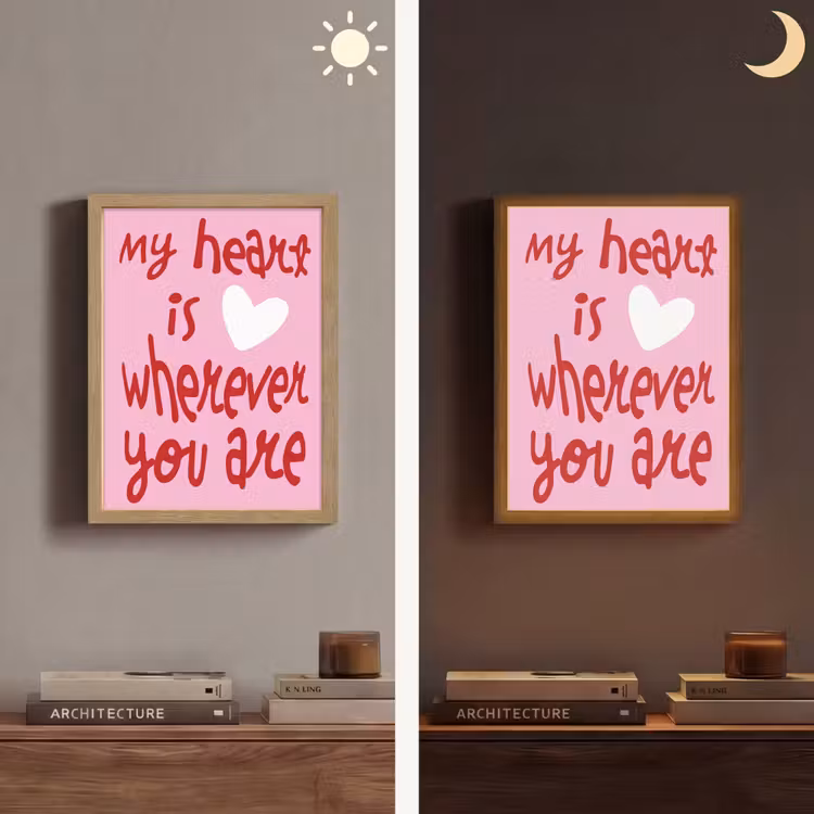 Valentijn - Hart - Liefde - Roze Light Box met batterij (Wandlamp) middel -sfeer3