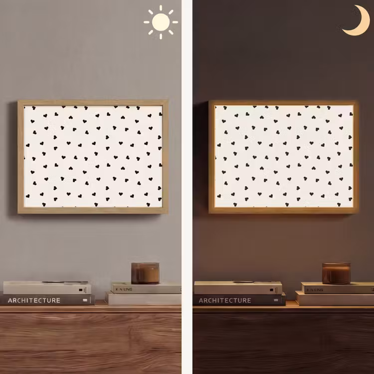 Valentijn - Hart - Wit - Zwart Light Box met batterij (Wandlamp) middel 907 -sfeer3