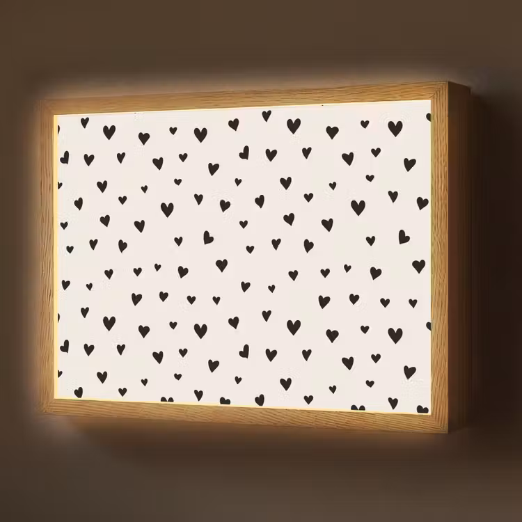 Valentijn - Harten - Zwart - Wit Light Box met batterij (Wandlamp) middel 907 -z3d_website