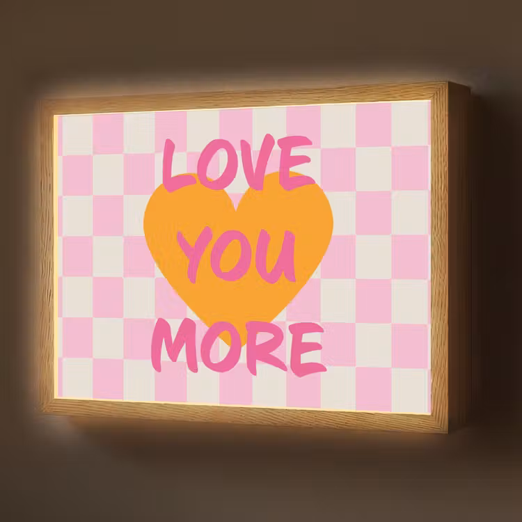 Valentijn - Love - Roze - Oranje Light Box met batterij (Wandlamp) middel -z3d_website