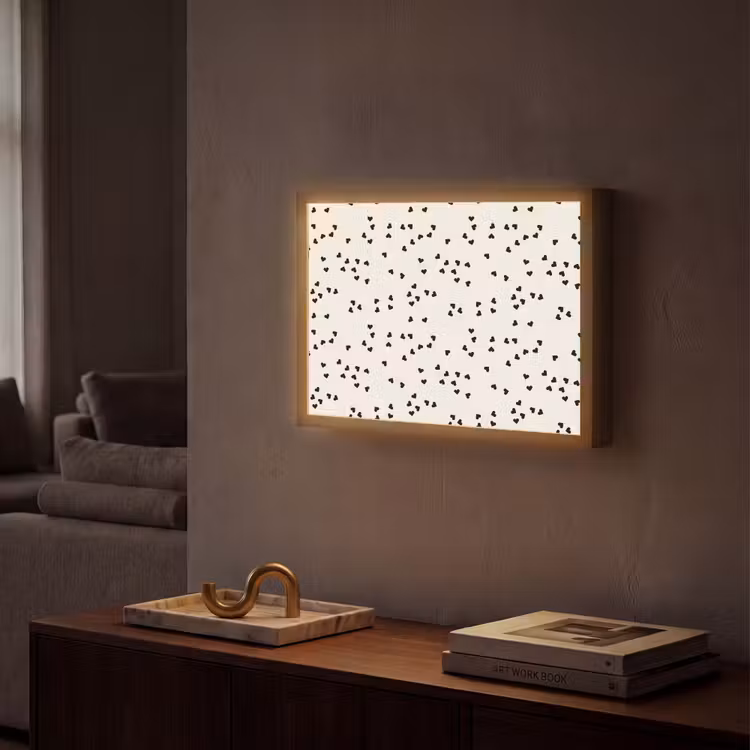 Valentijn - Liefde - Wit - Zwart Light Box met batterij (Wandlamp) middel 907 -sfeer1