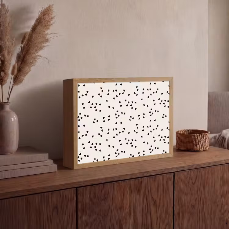 Valentijn - Liefde - Wit - Zwart Light Box met batterij (Wandlamp) middel 907 -sfeer2