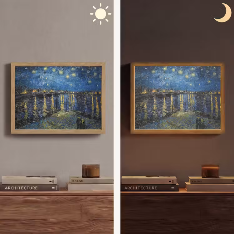 Van Gogh - Brug - Oude meesters Light Box met batterij (Wandlamp) middel -sfeer3