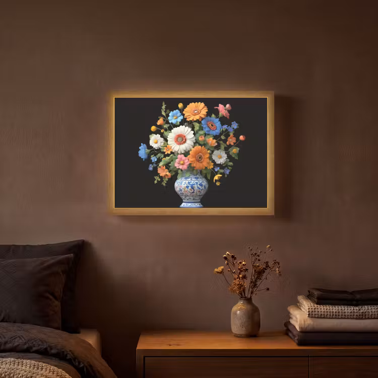 Vaas - Boeket - Bloemen - Kleur Light Box met batterij (Wandlamp) middel -sfeer4
