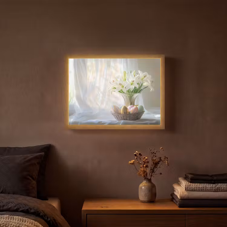 Vaas - Eieren - Bloemen Light Box met batterij (Wandlamp) middel -sfeer4