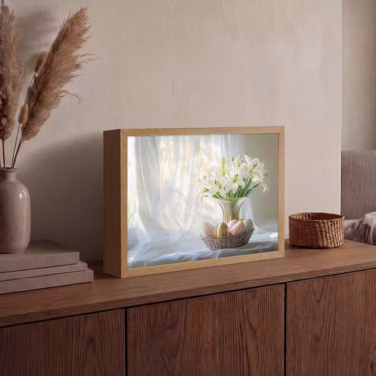 Vaas - Eieren - Bloemen Light Box met batterij (Wandlamp) middel -sfeer2