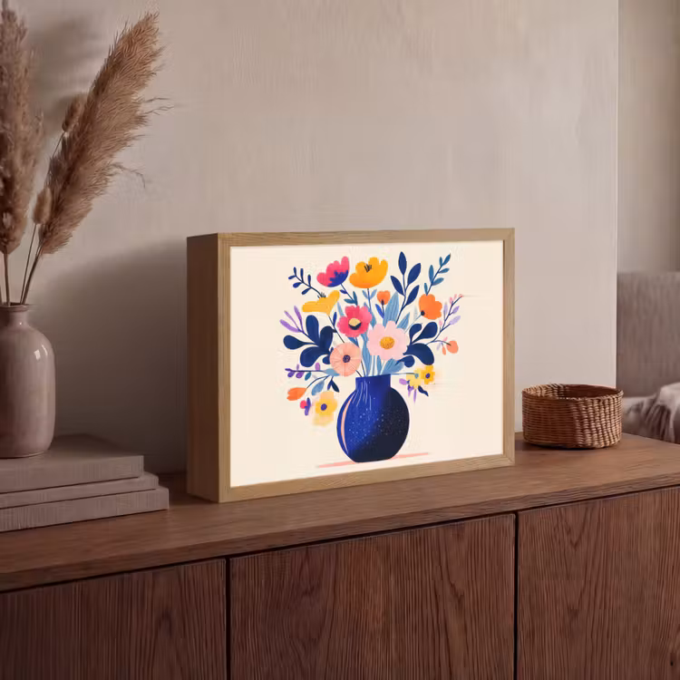 Vaas - Bloemen - Boeket Light Box met batterij (Wandlamp) middel -sfeer2