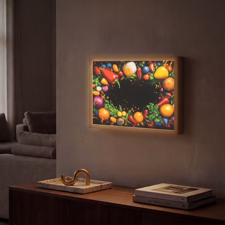 Groente - Graffiti - Kleurrijk - Koken - Abstract Light Box met batterij (Wandlamp) middel -sfeer1
