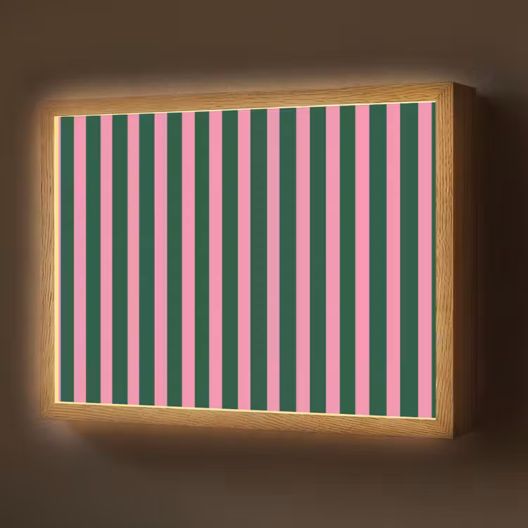 Verticale strepen - Groen - Roze Light Box met batterij (Wandlamp) middel 907 -z3d_website