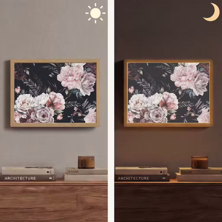 Vintage - Rozen - Romantisch - Bloemen Light Box met batterij (Wandlamp) middel -sfeer3
