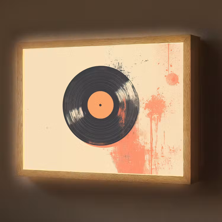 Vinylplaat - Zwart - Verfspatten - Retro Light Box met batterij (Wandlamp) middel -z3d_website