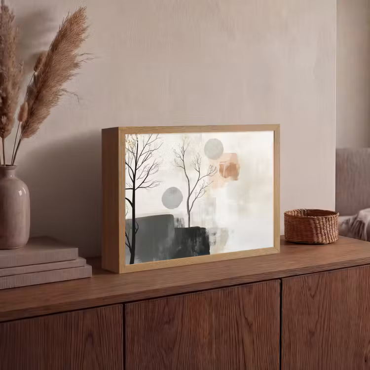 Wabi sabi - Beige - Plant Light Box met batterij (Wandlamp) middel -sfeer2