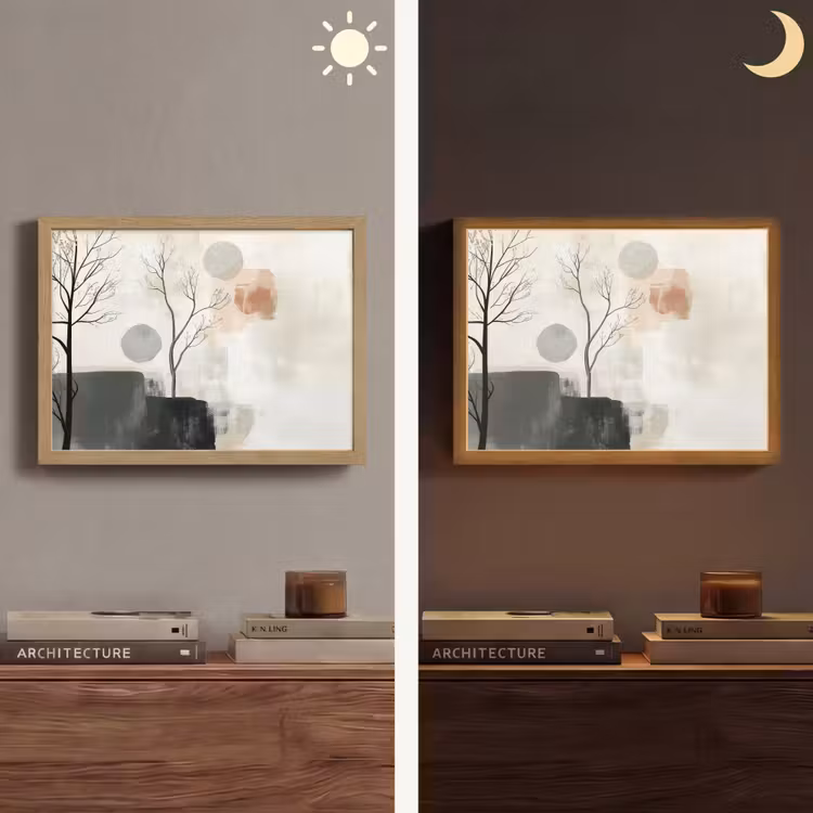 Wabi sabi - Beige - Plant Light Box met batterij (Wandlamp) middel -sfeer3