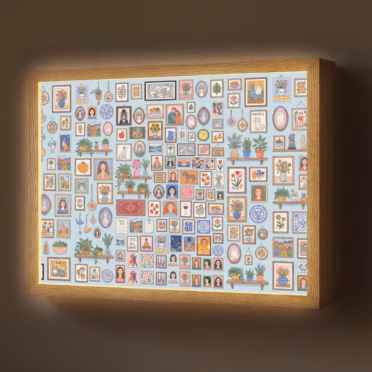 Wanddecoratie - Collectie - Huis - Illustratief - Kleurrijk Light Box met batterij (Wandlamp) middel -z3d_website