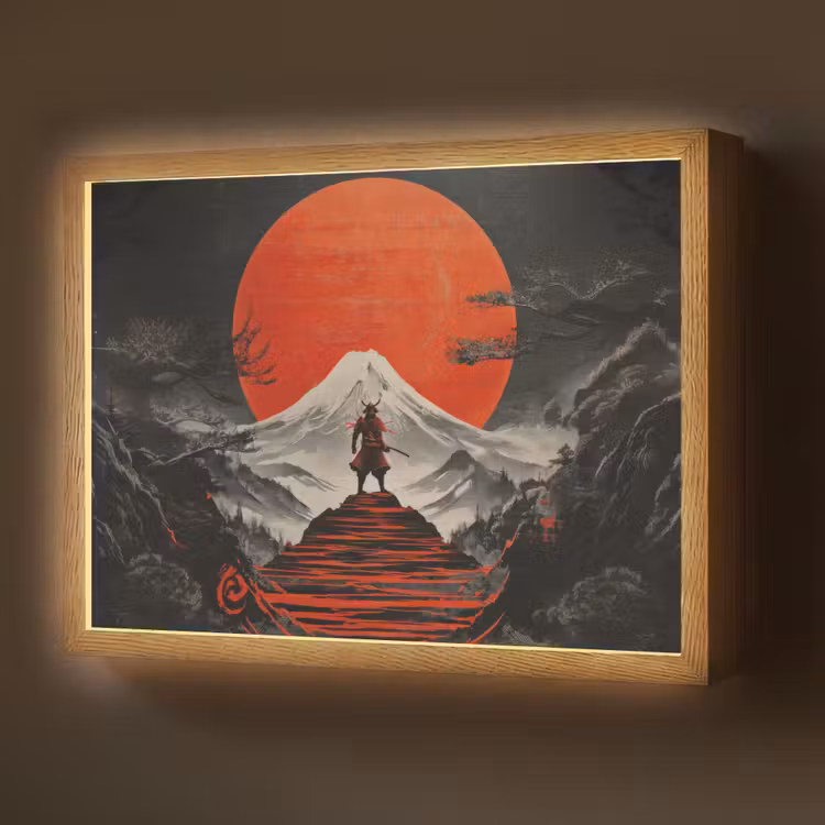 Krijger - Rode trappen - Zon - Berg Light Box met batterij (Wandlamp) middel -z3d_website