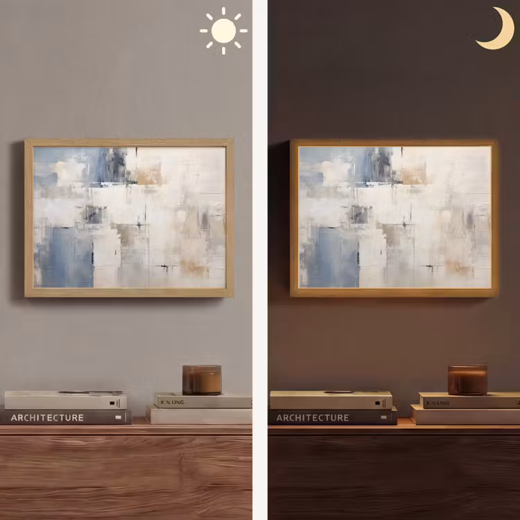 Aquarel - Abstract - Kunst Light Box met batterij (Wandlamp) middel -sfeer3
