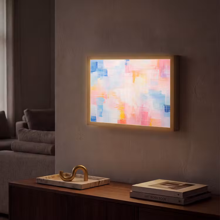 Aquarel - Pastel - Abstract - Kunst Light Box met batterij (Wandlamp) middel -sfeer1