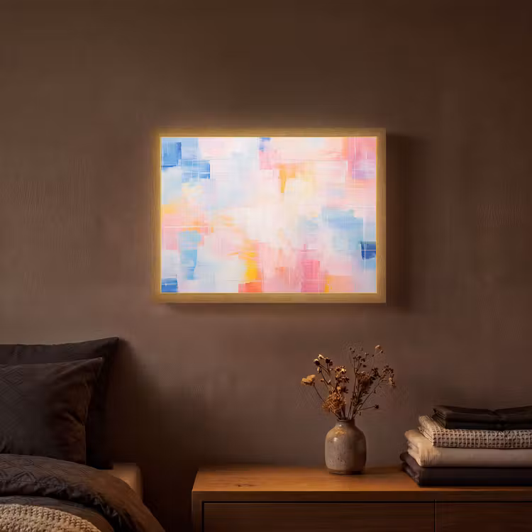 Aquarel - Pastel - Abstract - Kunst Light Box met batterij (Wandlamp) middel -sfeer4