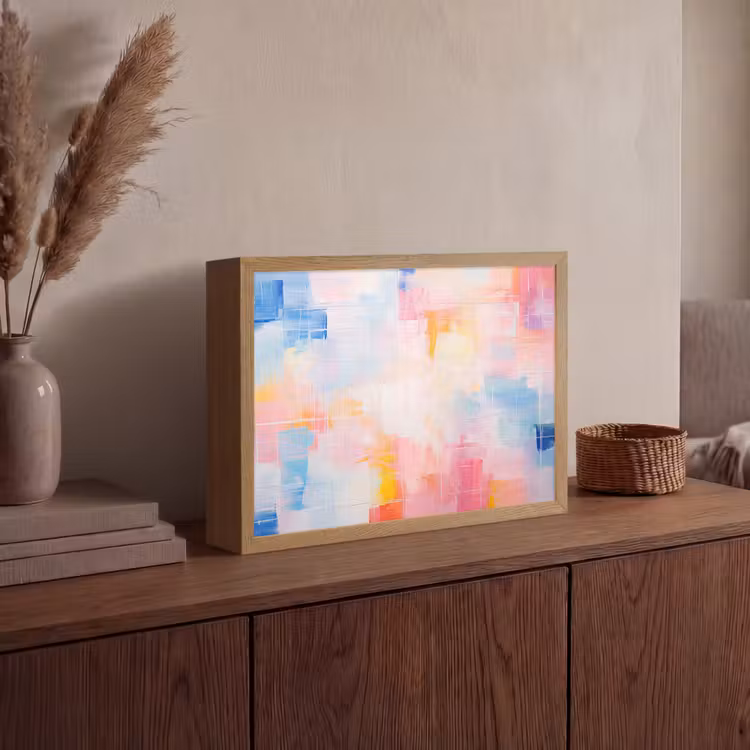 Aquarel - Pastel - Abstract - Kunst Light Box met batterij (Wandlamp) middel -sfeer2