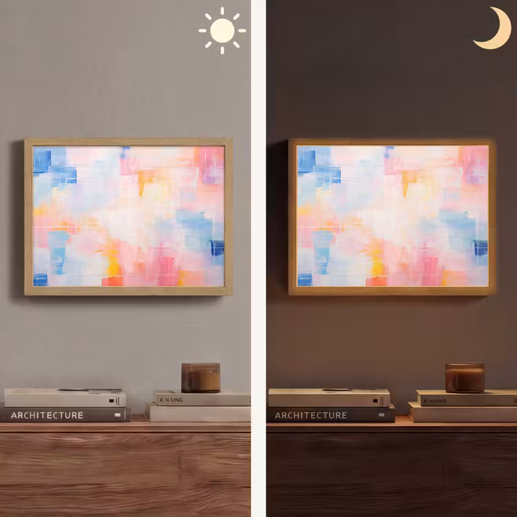 Aquarel - Pastel - Abstract - Kunst Light Box met batterij (Wandlamp) middel -sfeer3