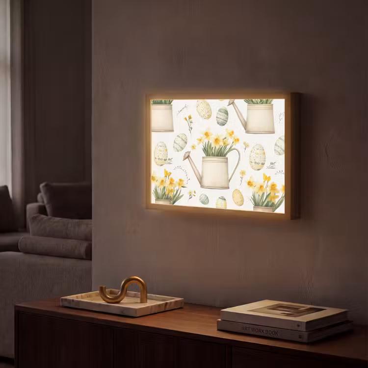 Gieter - Bloemen - Eieren Light Box met batterij (Wandlamp) middel -sfeer1