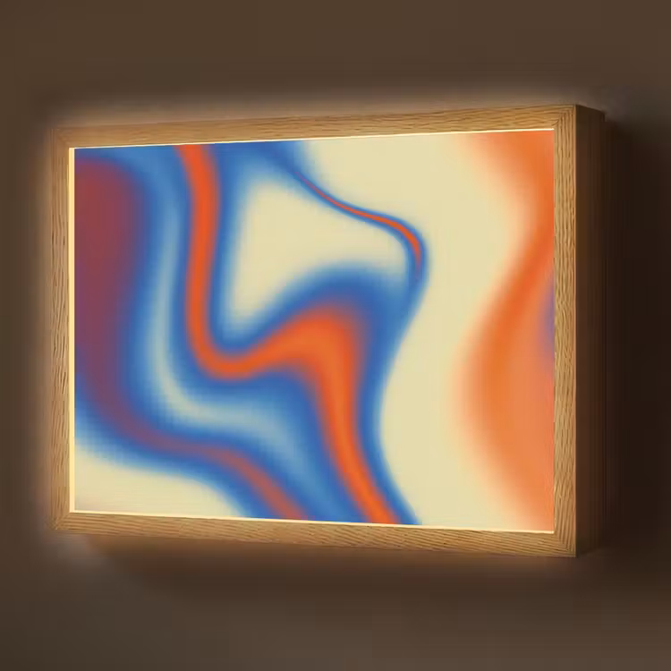 Golven - Kleurrijk - Abstract Light Box met batterij (Wandlamp) middel -z3d_website