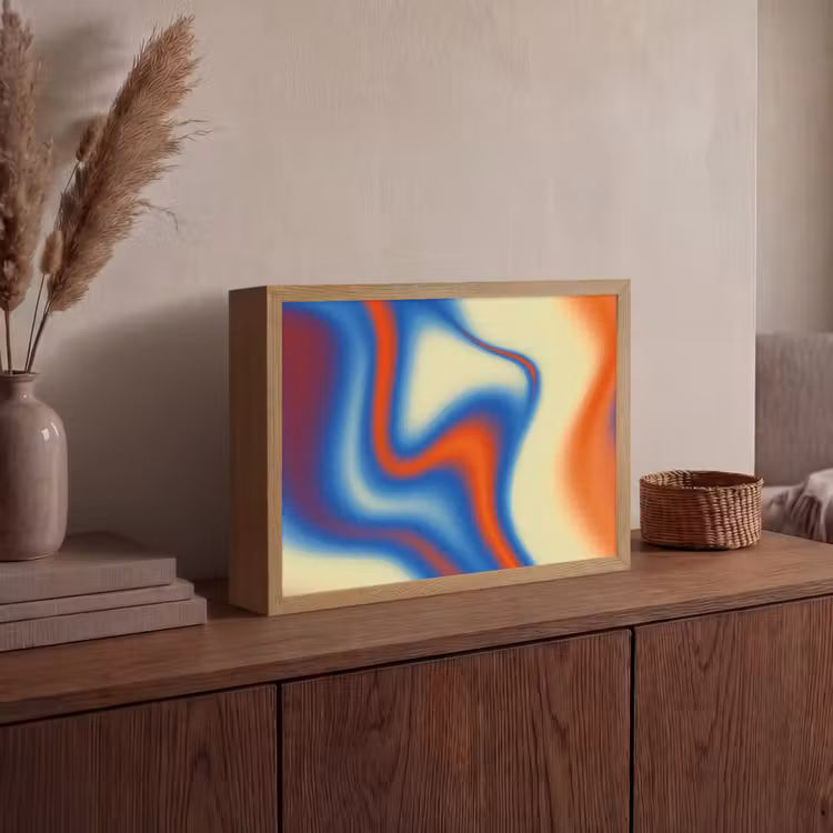 Golven - Kleurrijk - Abstract Light Box met batterij (Wandlamp) middel -sfeer2