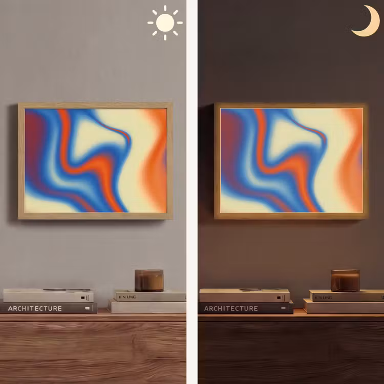 Golven - Kleurrijk - Abstract Light Box met batterij (Wandlamp) middel -sfeer3