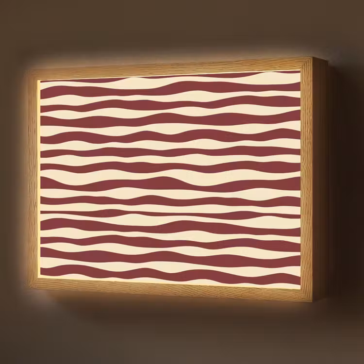 Golven - Rood - Patroon - Crème Light Box met batterij (Wandlamp) middel 907 -z3d_website