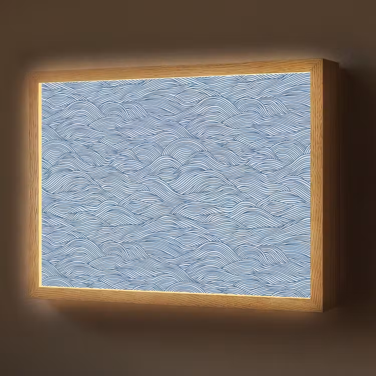 Golven - Ritmisch - Blauw Light Box met batterij (Wandlamp) middel 907 -z3d_website