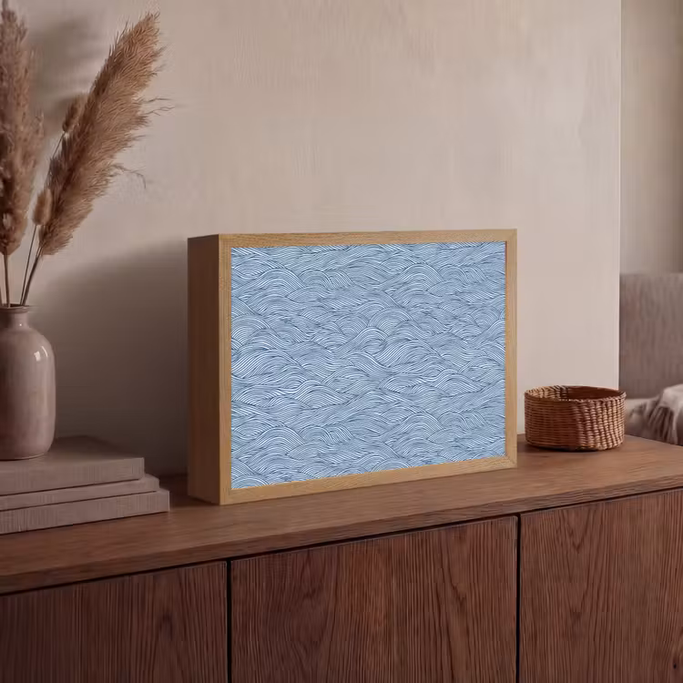 Golven - Ritmisch - Blauw Light Box met batterij (Wandlamp) middel 907 -sfeer2