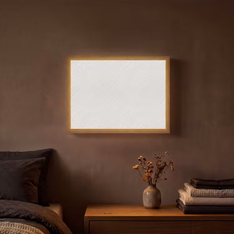 Golven - Ribbels - Wit Light Box met batterij (Wandlamp) middel 907 -sfeer4