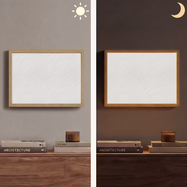 Golven - Ribbels - Wit Light Box met batterij (Wandlamp) middel 907 -sfeer3