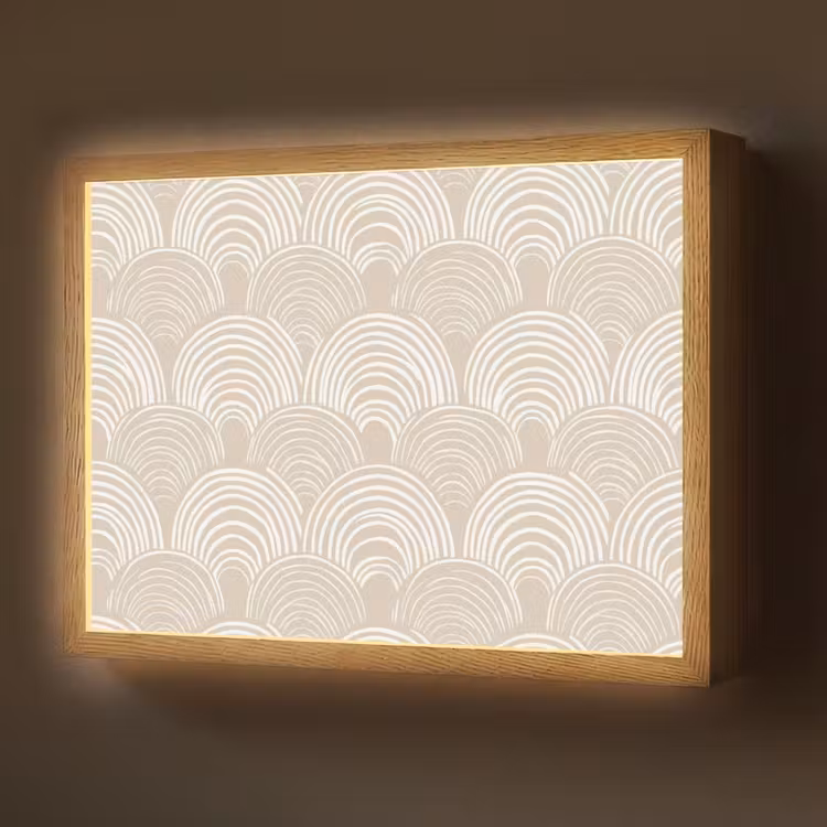 Golven - Structuur - Beige Light Box met batterij (Wandlamp) middel 907 -z3d_website