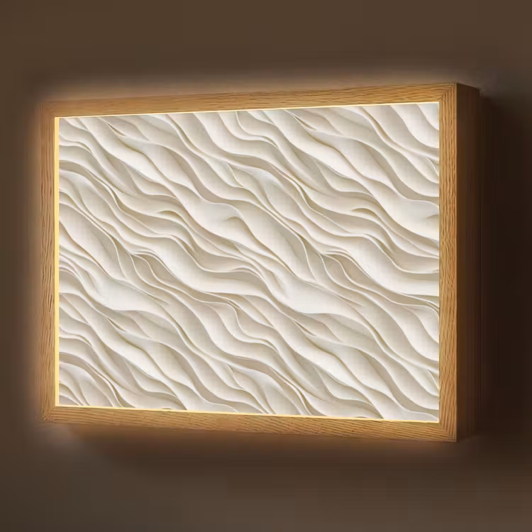 Golven - Wit - Minimalistisch Light Box met batterij (Wandlamp) middel 907 -z3d_website