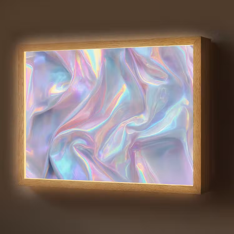 Golvend - Pasteltinten - Glanzend - Stof Light Box met batterij (Wandlamp) middel -z3d_website