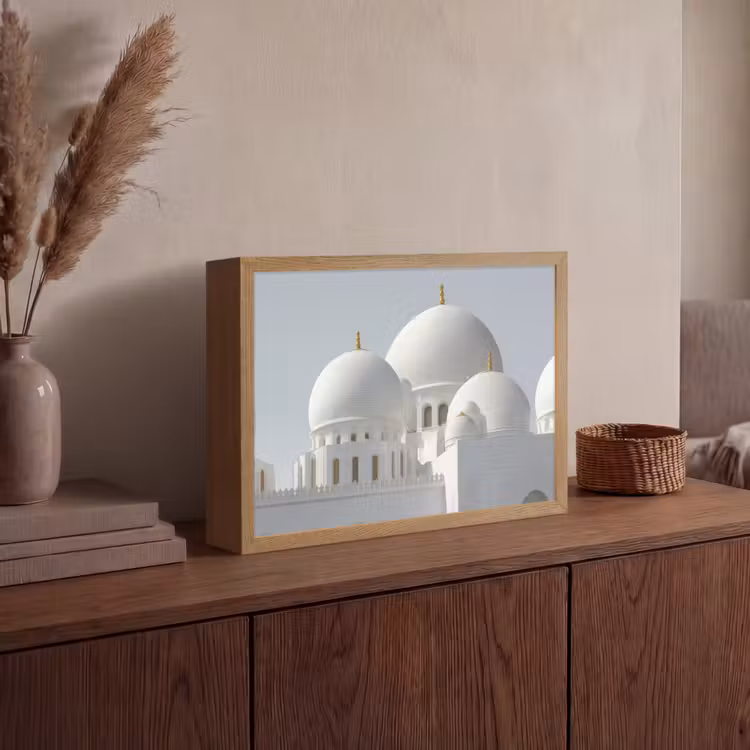 Witte koepels - Helderblauwe lucht - Islamitisch Light Box met batterij (Wandlamp) middel -sfeer2