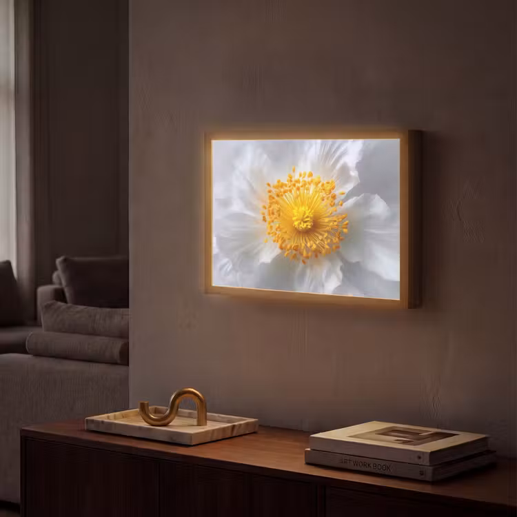 Wit - Bloem - Elegant Light Box met batterij (Wandlamp) middel -sfeer1